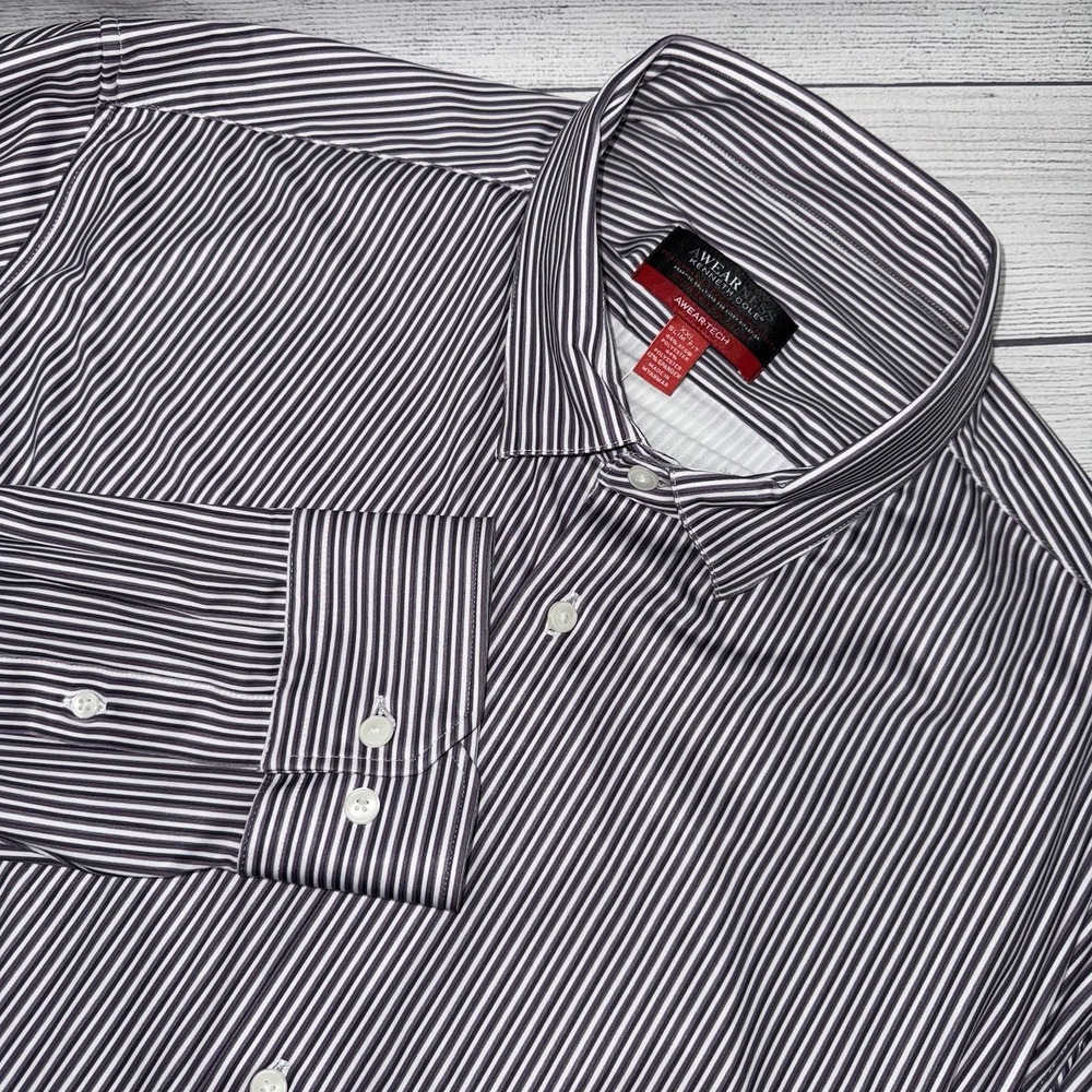 Kenneth Cole Awearness Awear-Tech Slim Fit XXL Purple Gray Stripe New